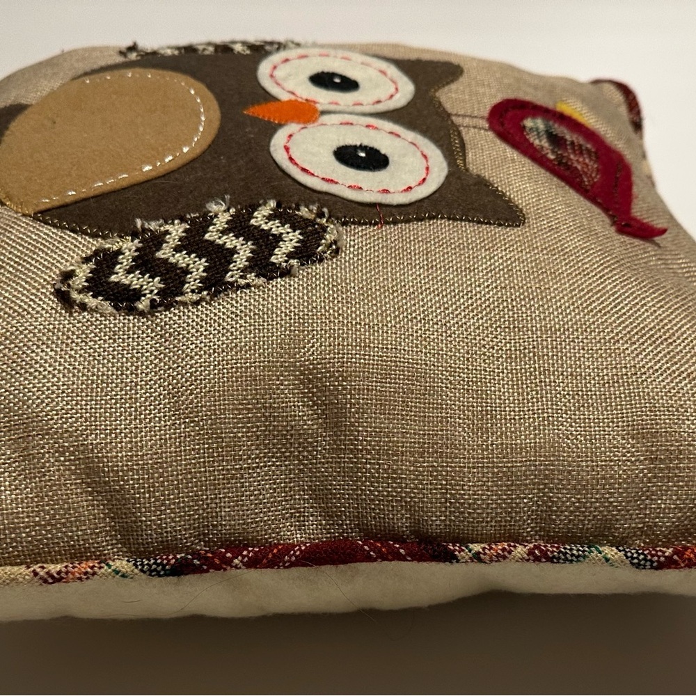 Vintage Square Owl and Bird Decorative Accent Pillow Cottage Core Earth Tones - Picture 3 of 8